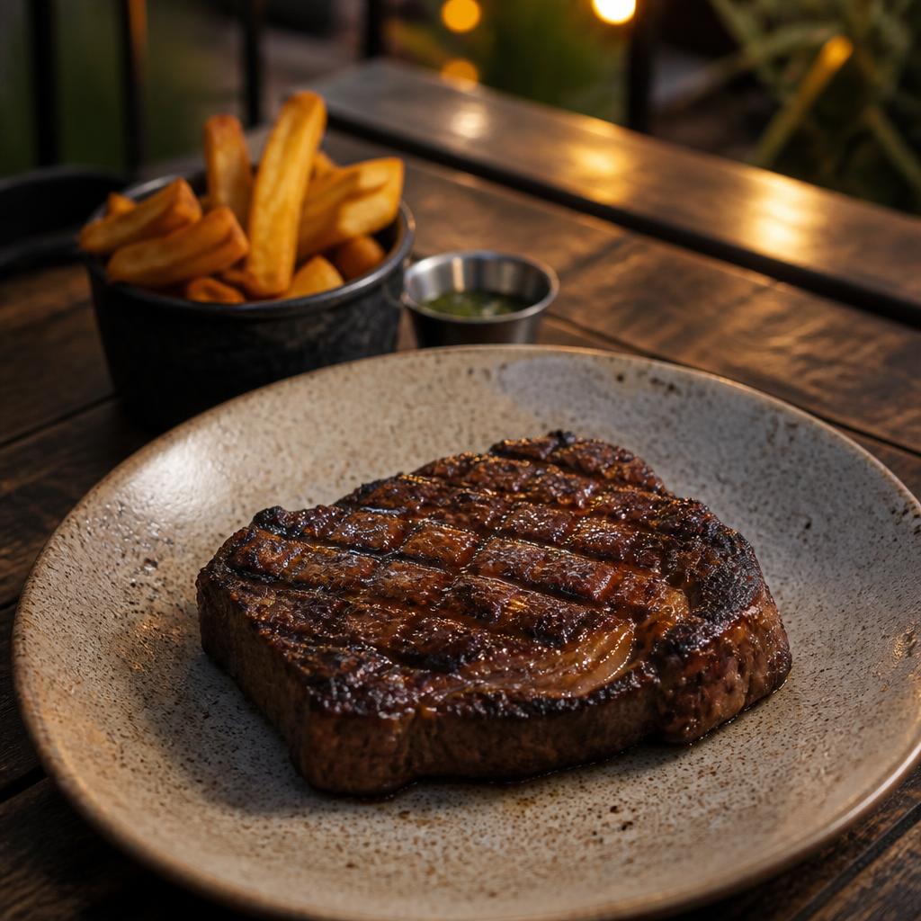 Char-grilled steak